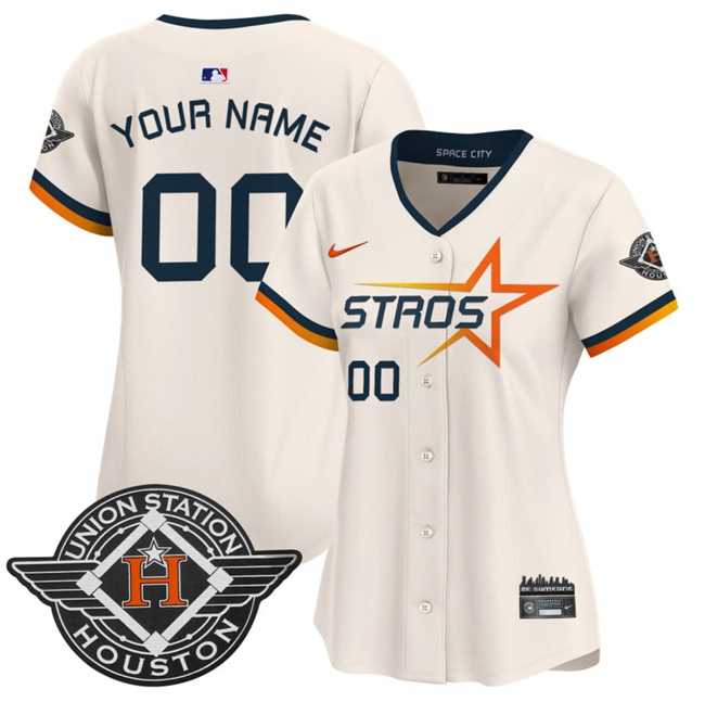 Womens Houston Astros Active Player Custom Cream 2025 City Connect Limited Stitched Baseball Jersey(Run Small)